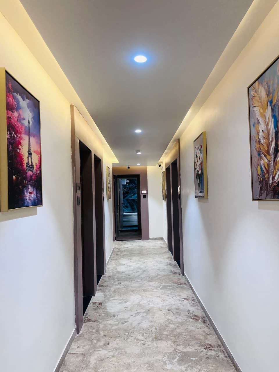 Corridor with artwork